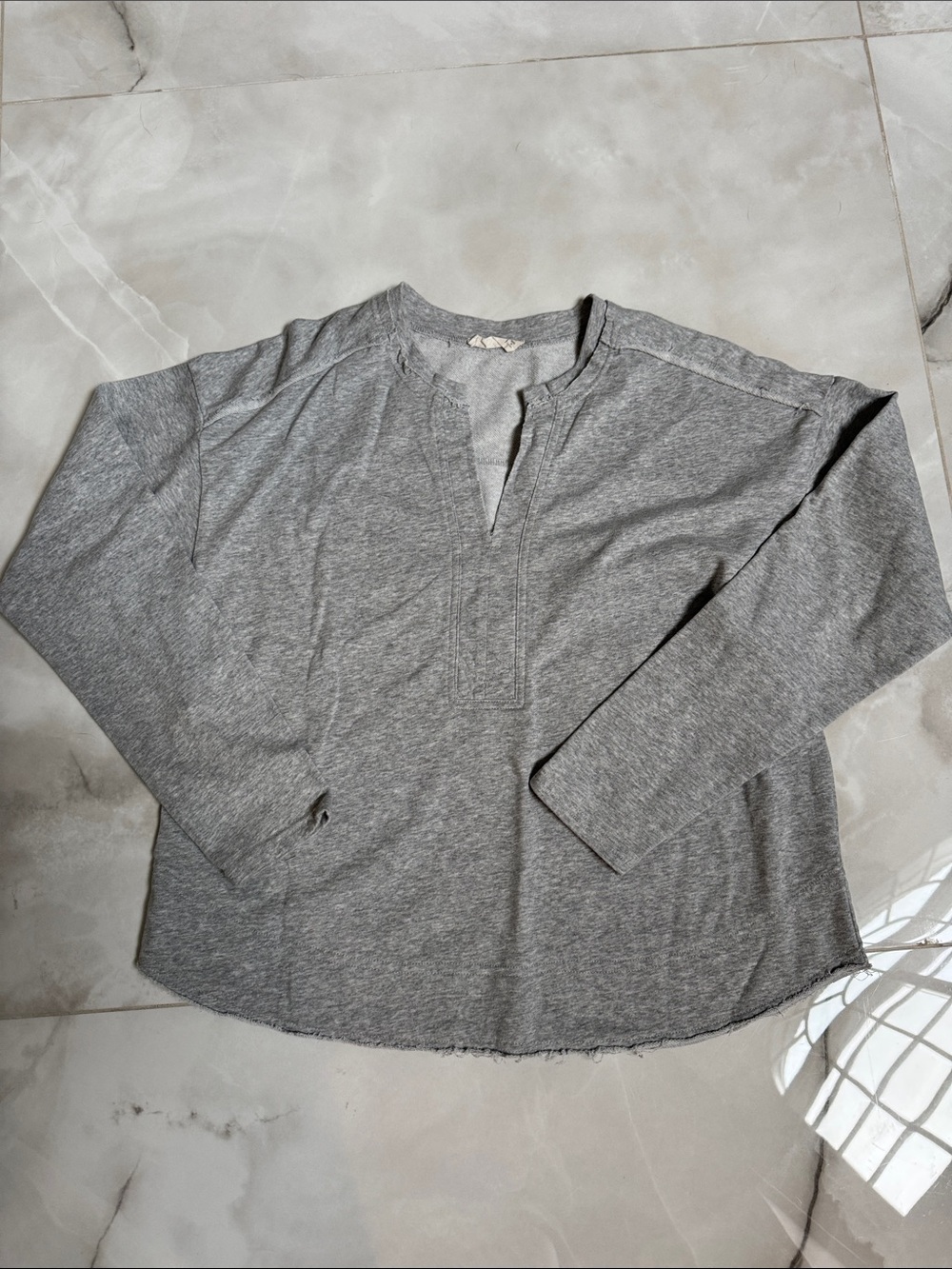 New In Lightweight Gray Henley Pullover